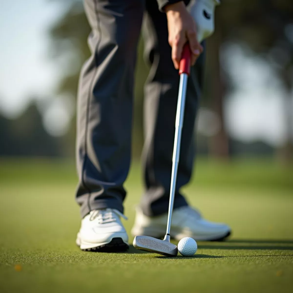 Golfer Using Center-Shafted Putter