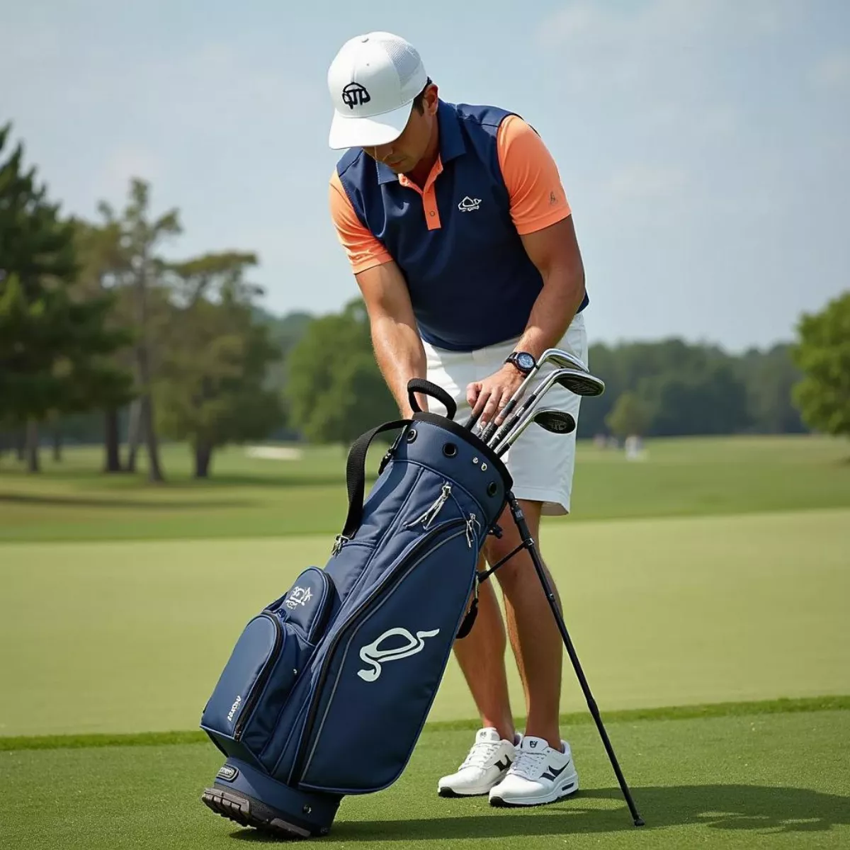 Golfer Using Eco-Lite Stand Bag On The Course