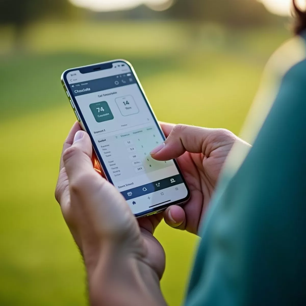 Golfer Using Handicap Calculator App