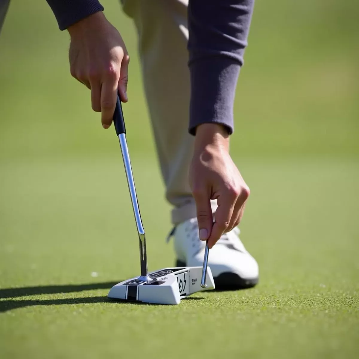 Golfer Using Itsy Bitsy Spider Putter On Green