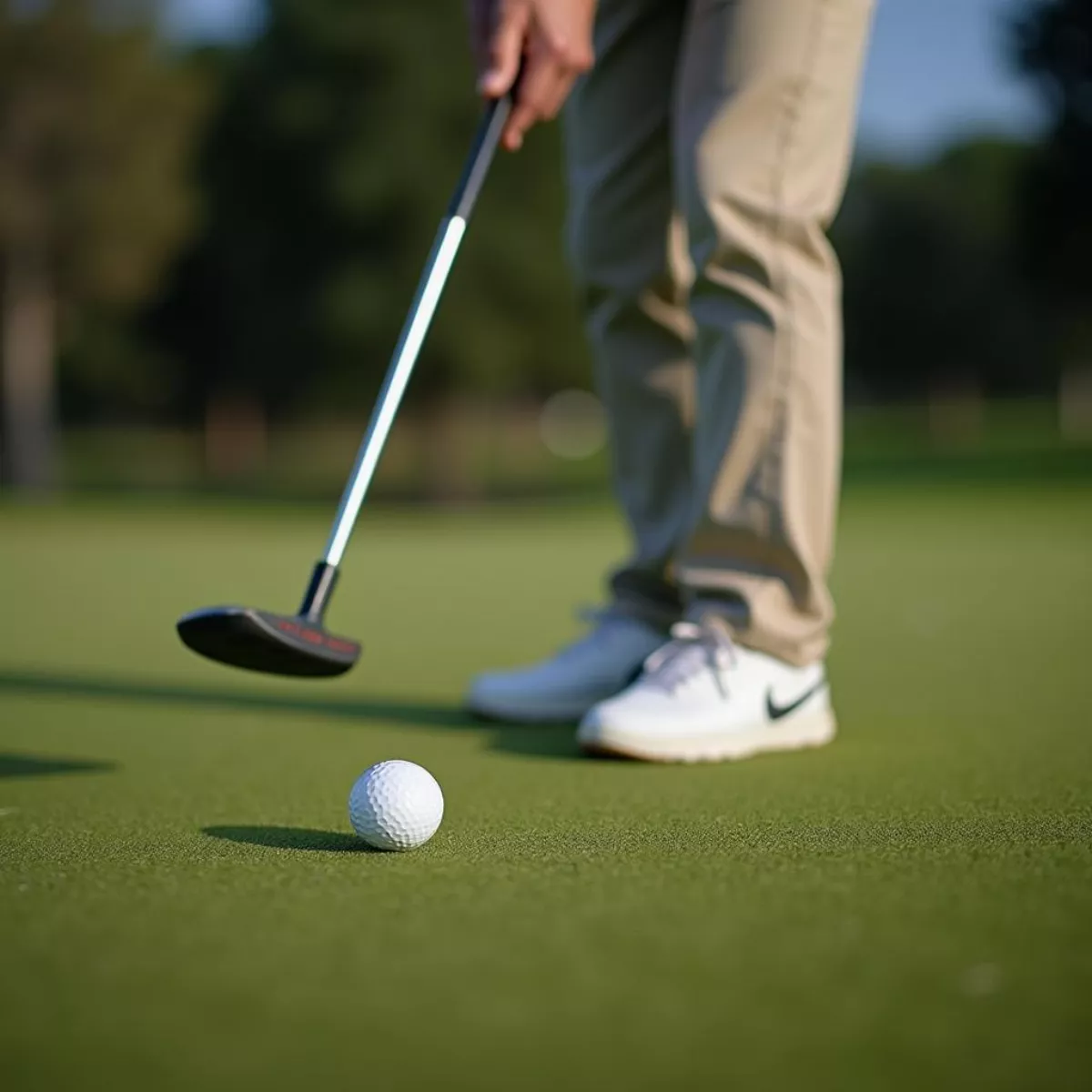 Golfer Putting With Mallet Putter