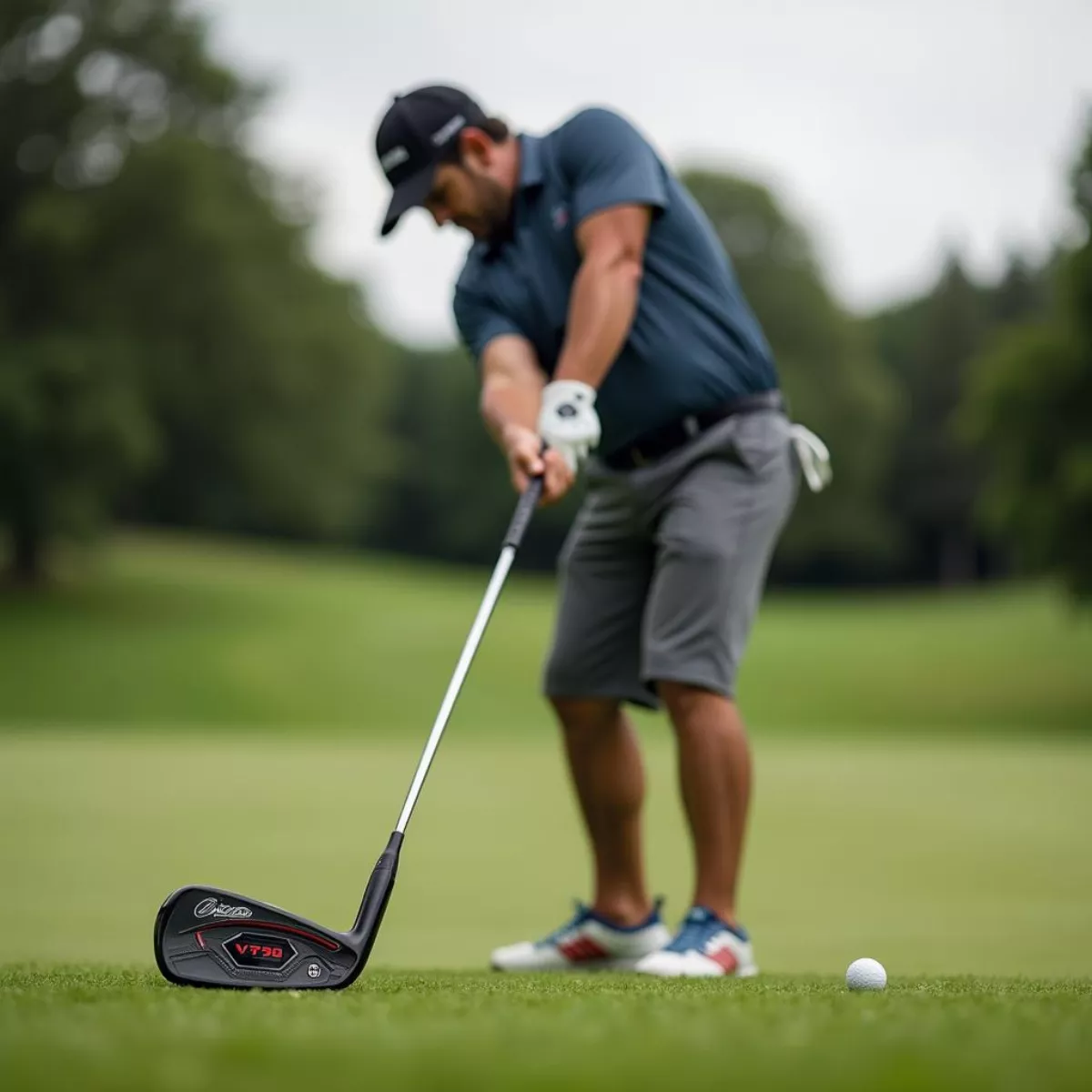 Golfer Taking A Shot With P790 Iron