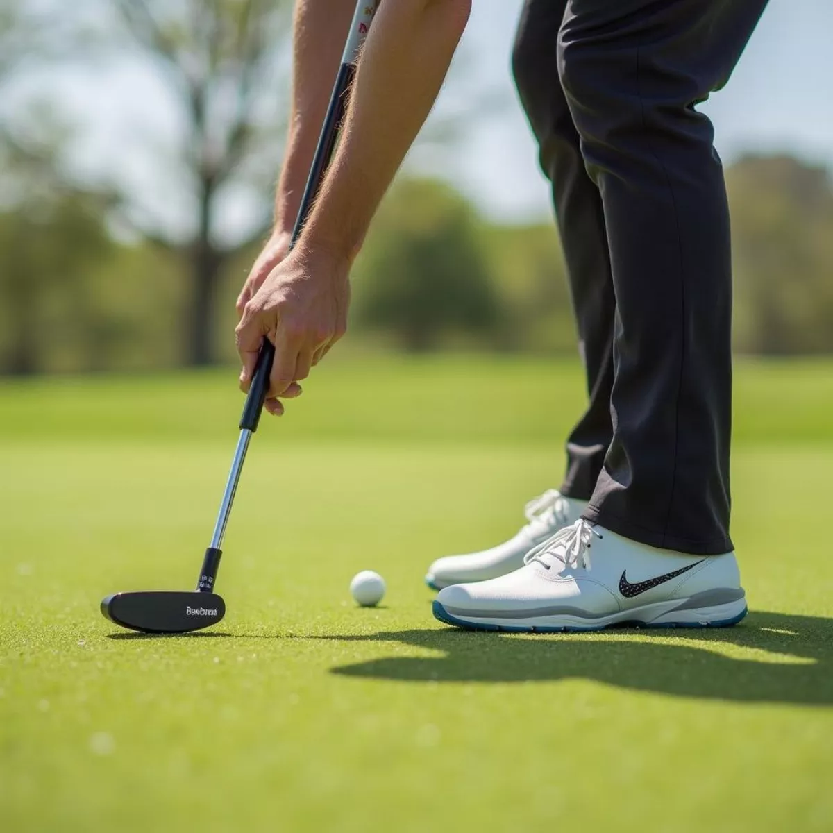 Golfer Putting On The Green