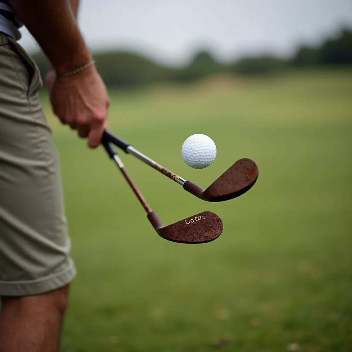 Golfer Using A Rusted Wedge