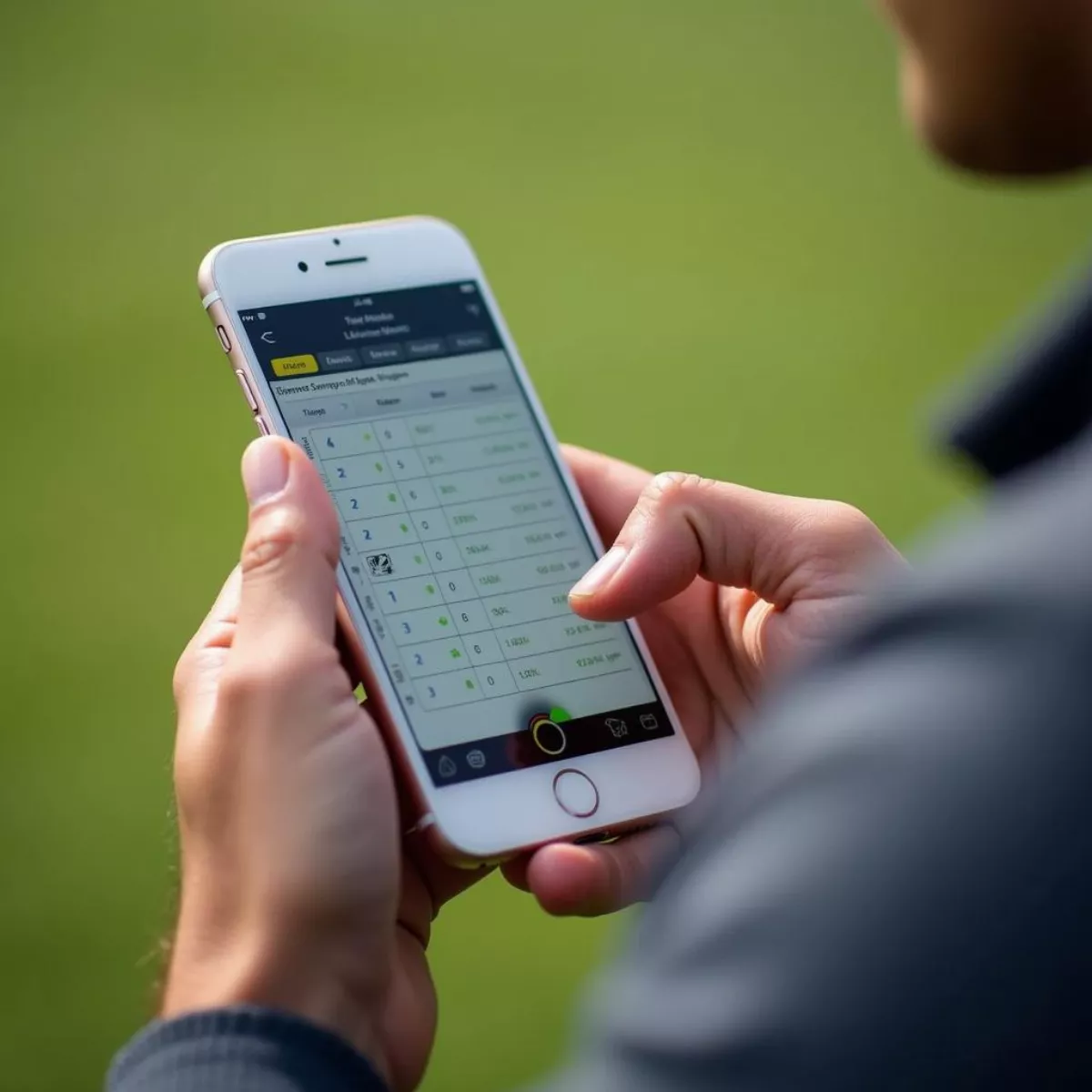 Golfer Tracking Scores On App