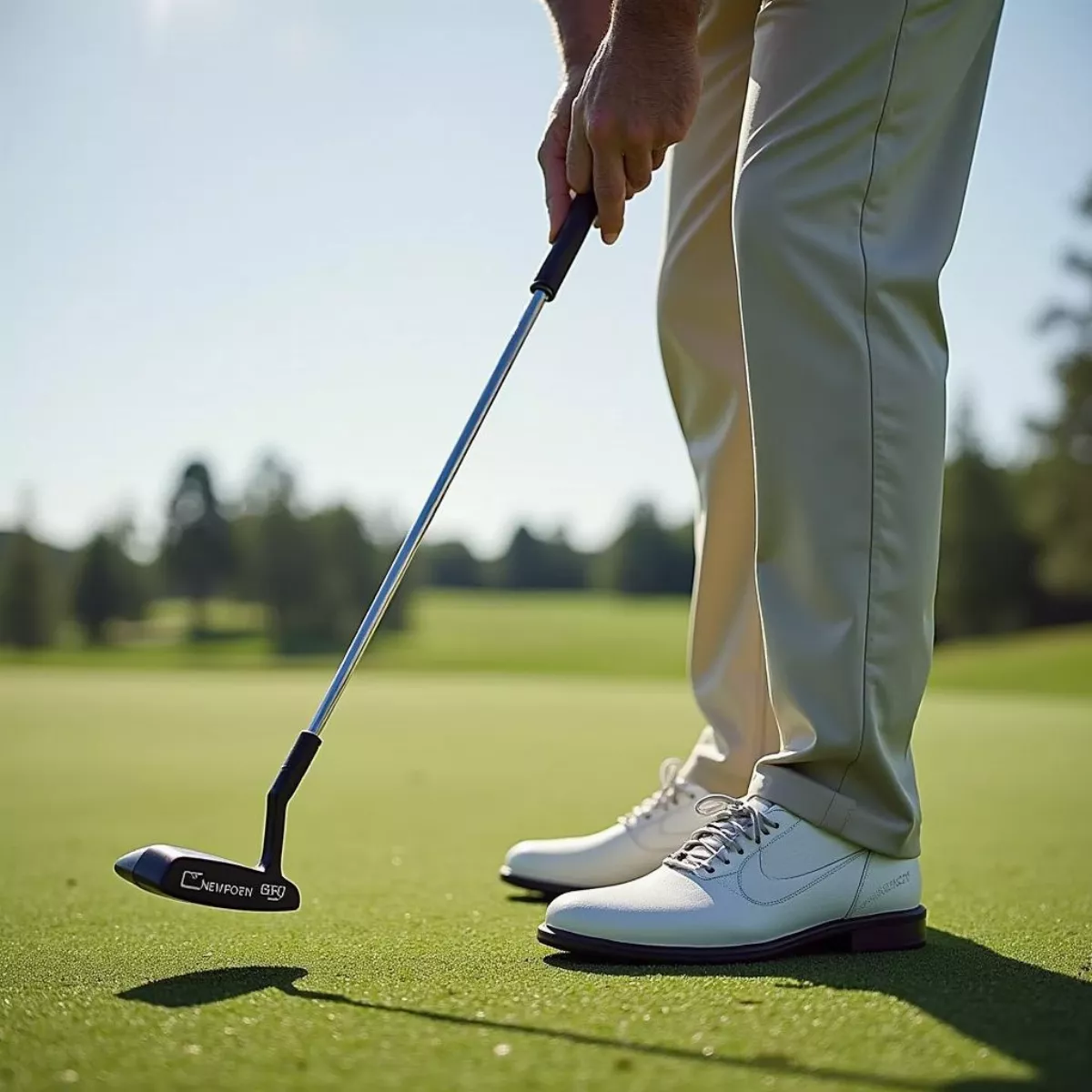 Golfer Using Scotty Cameron Newport Two Putter On Green