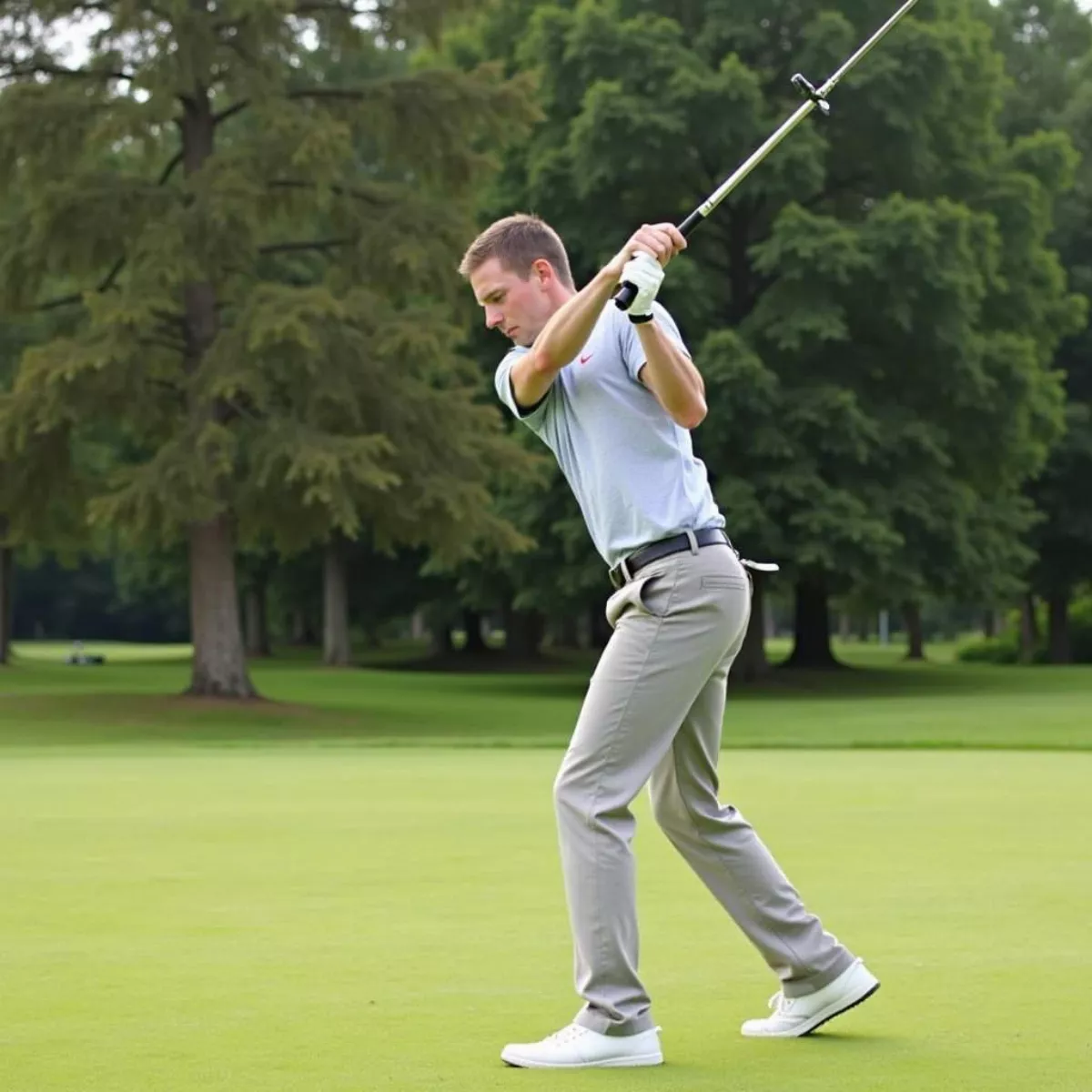 A Golfer Practices His Swing With Speed Sticks