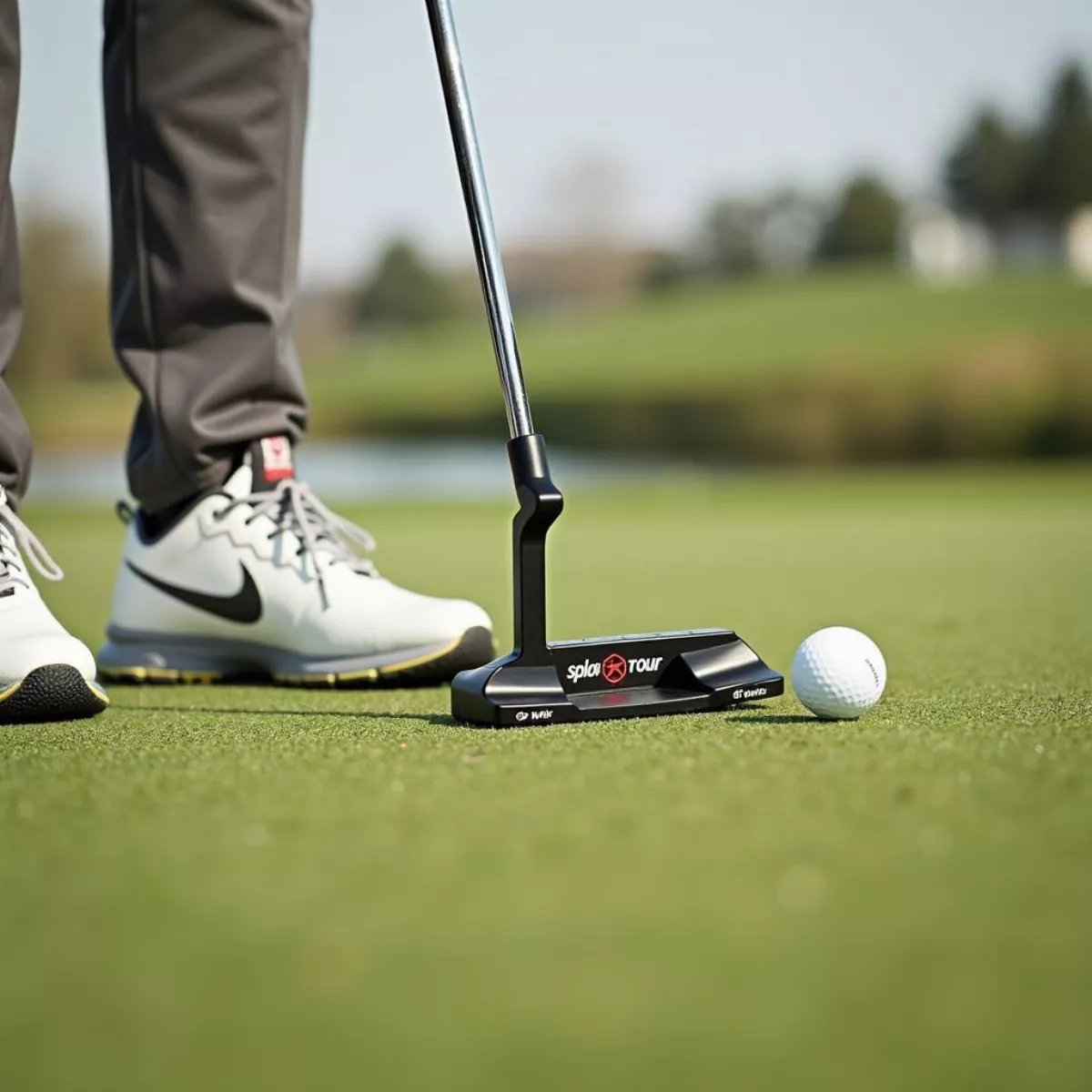 Golfer Using Taylormade Spider Tour Red Putter On Green