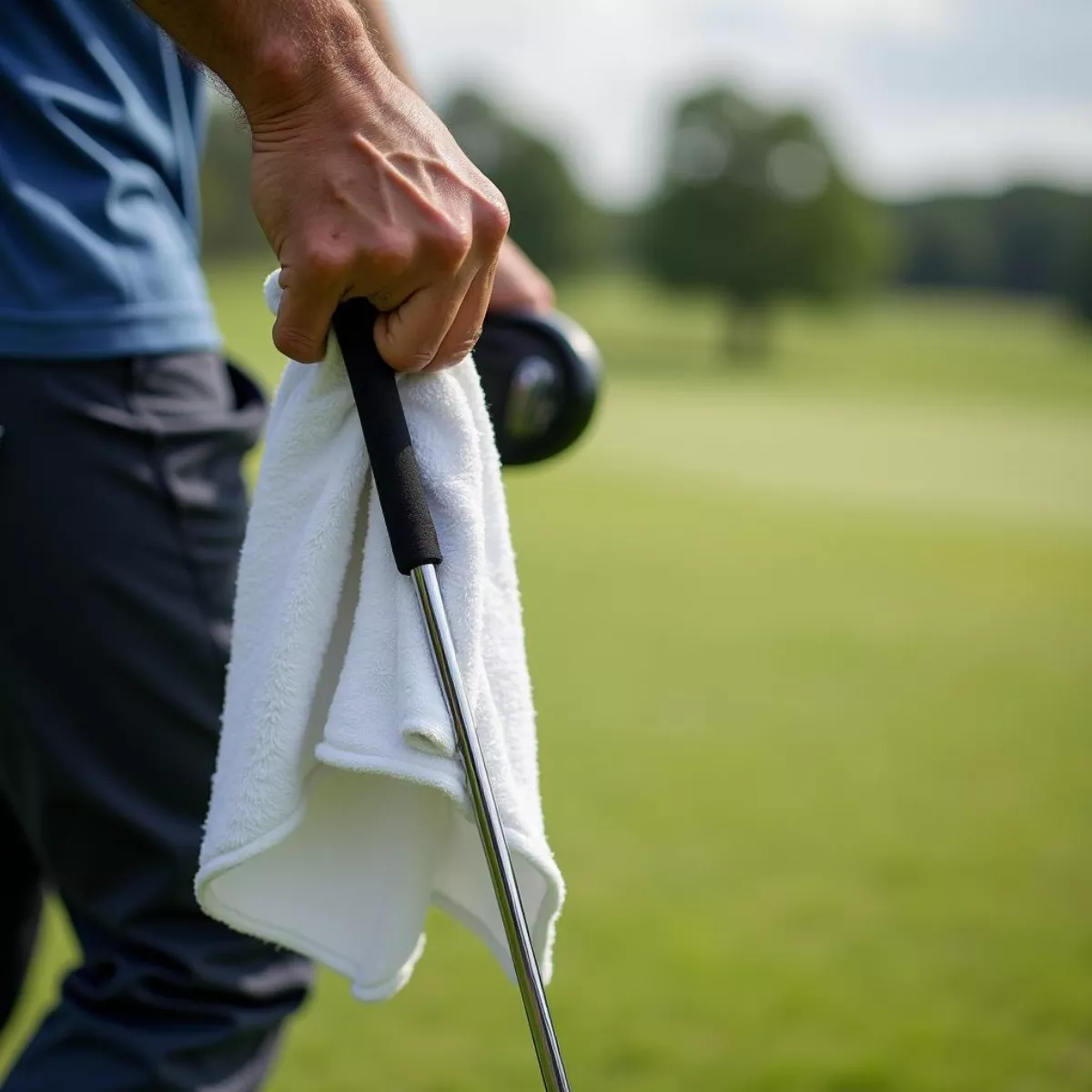 Golfer Using Towel