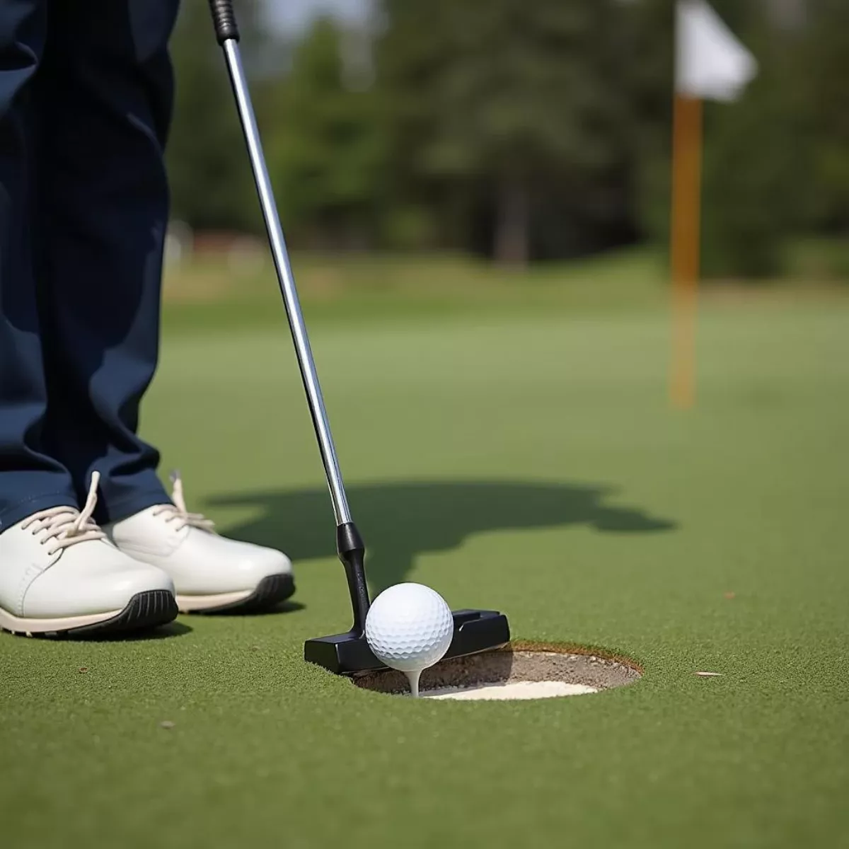 Golfer Using Two Ball Putting Technique