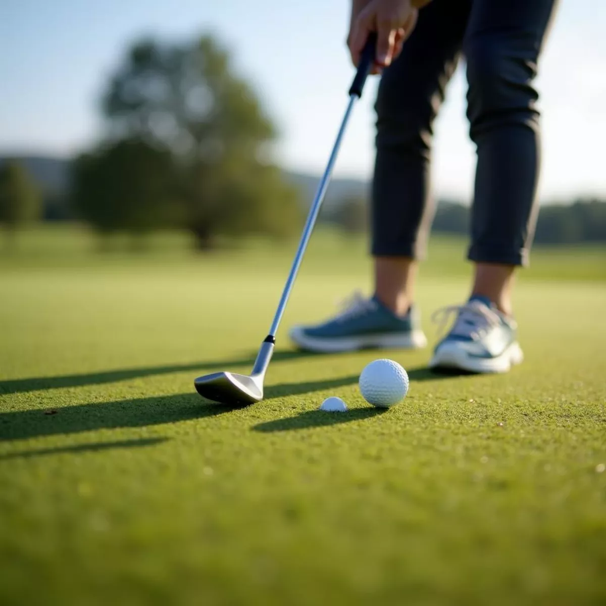 Golfer Using Wedge Around Green