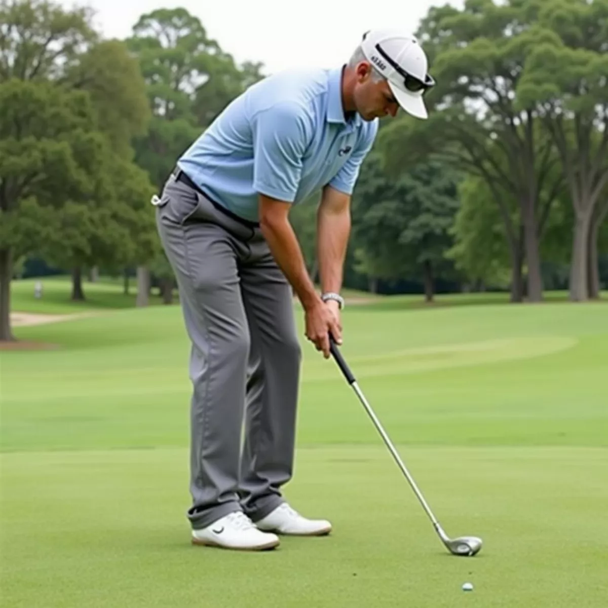 Golfer Using Wedge - Proper Stance And Grip