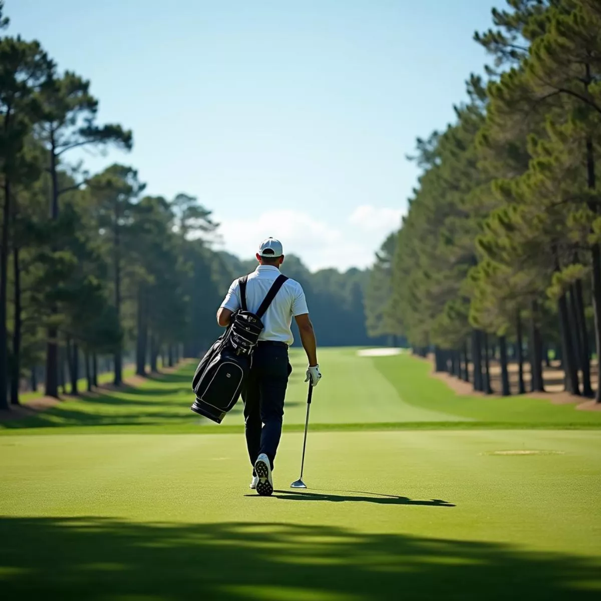 Golfer Walking On A Golf Course