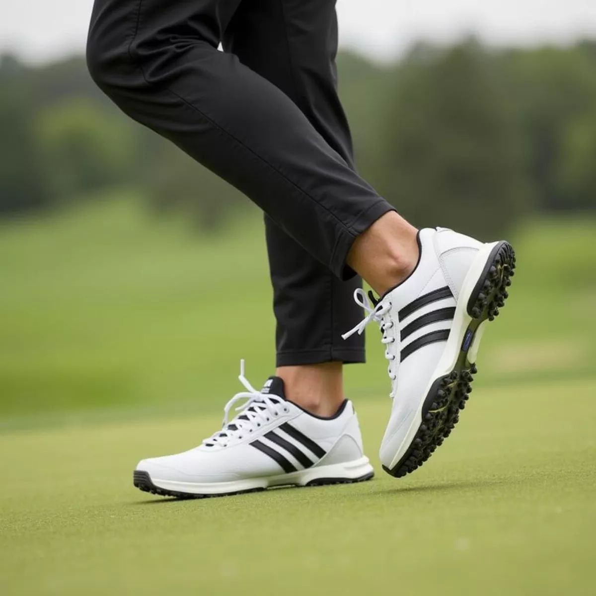 Golfer Walking On Course With Adidas Shoes