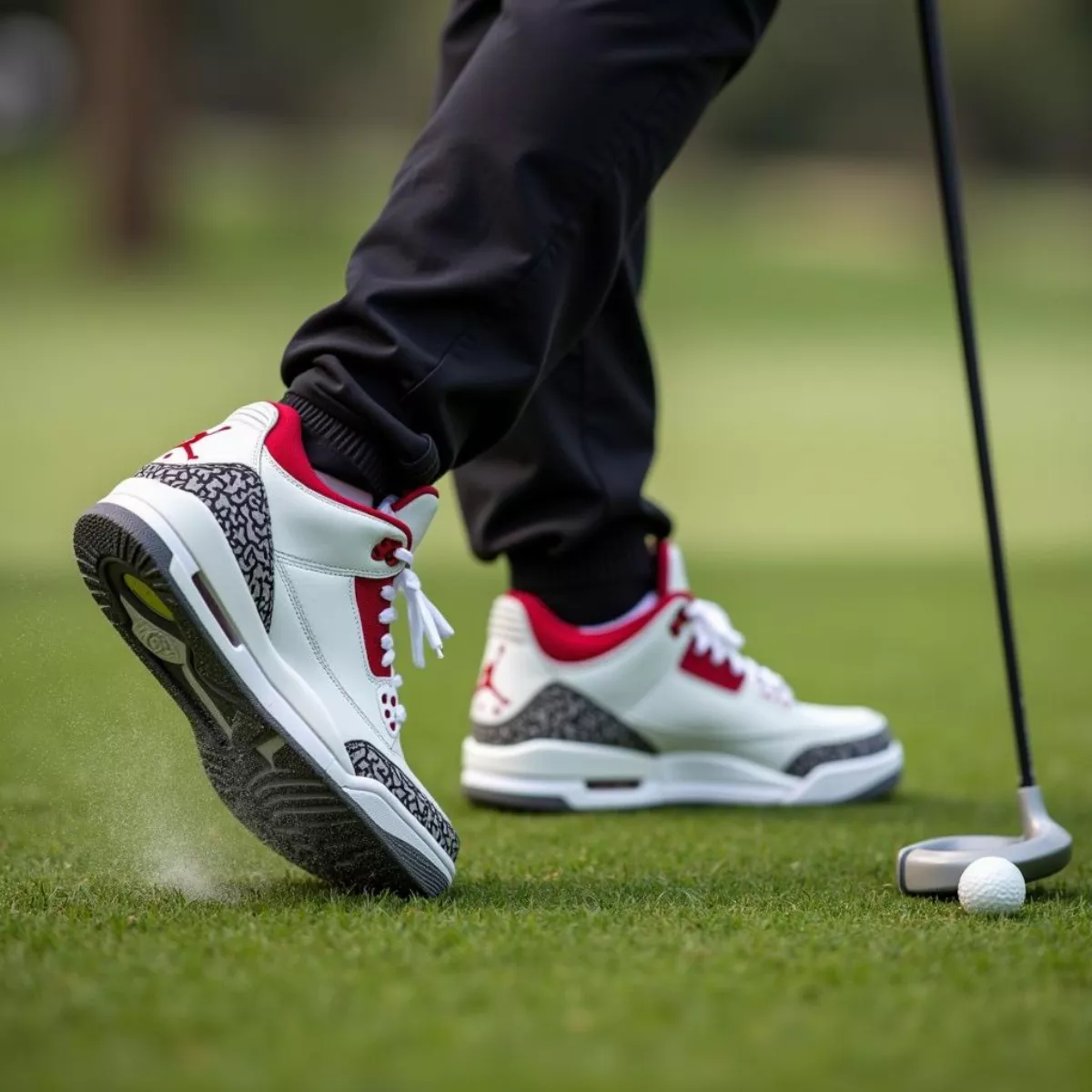 Golfer Wearing Air Jordan 3 Golf Shoes