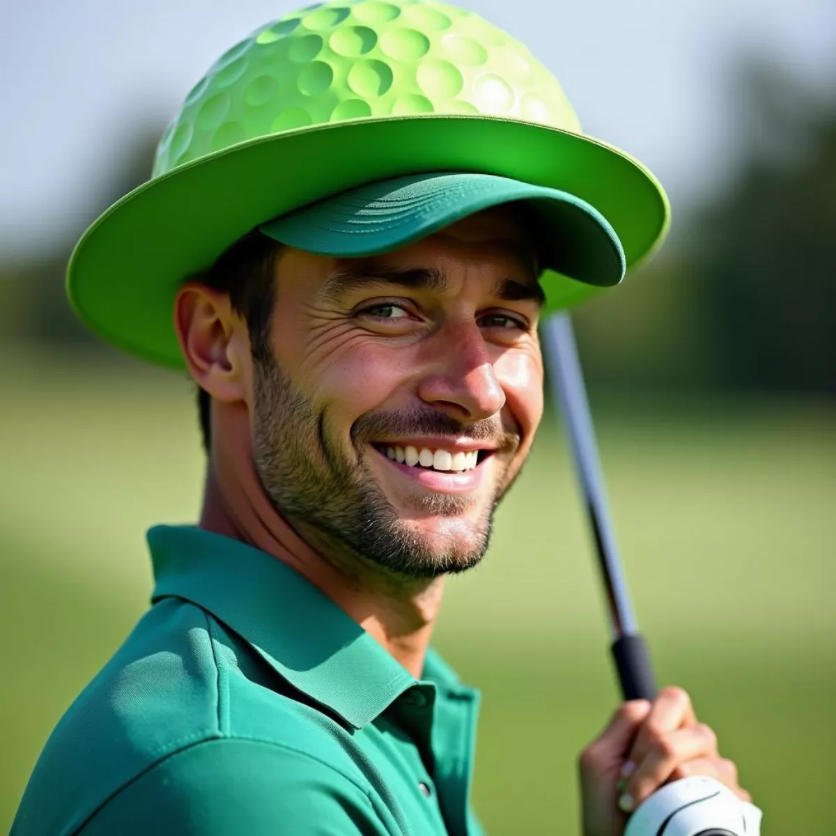 Golfer Sporting A Humorous Hat