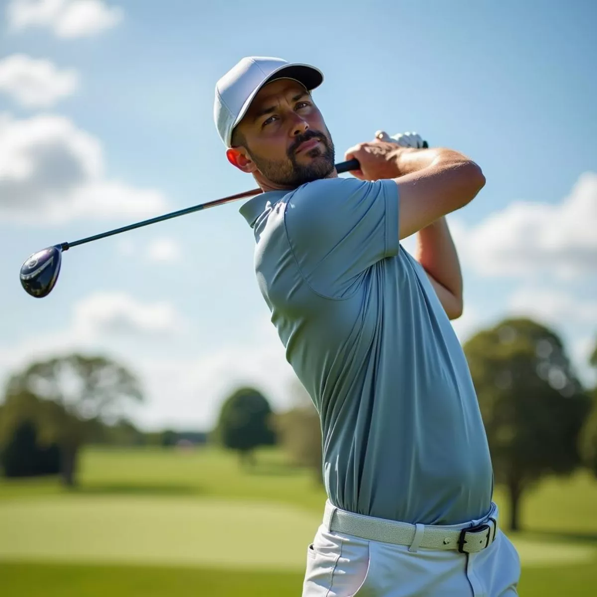 Golfer On Course Wearing Golf Shirt