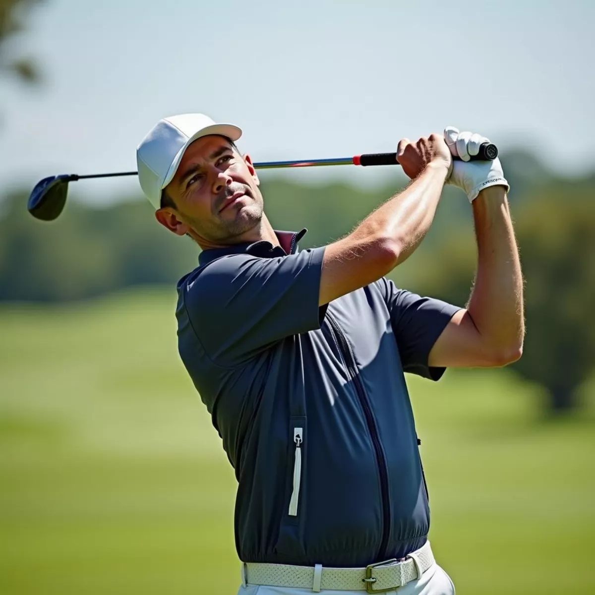 Golfer Wearing A Wind Jacket On The Course