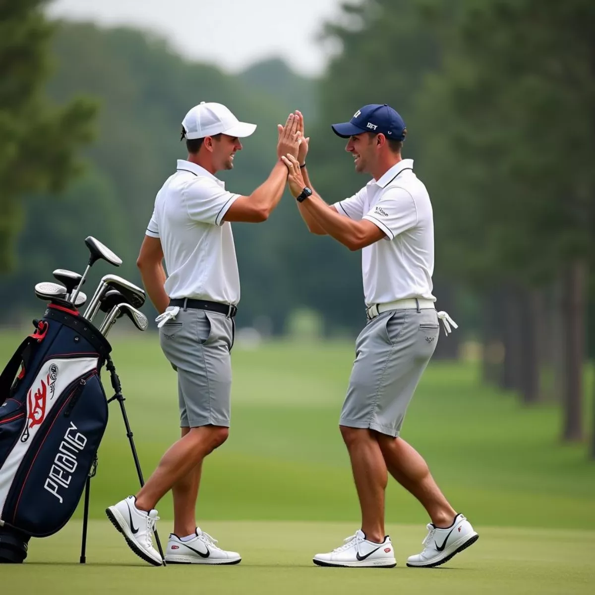 Golfers Celebrating A Successful Shot