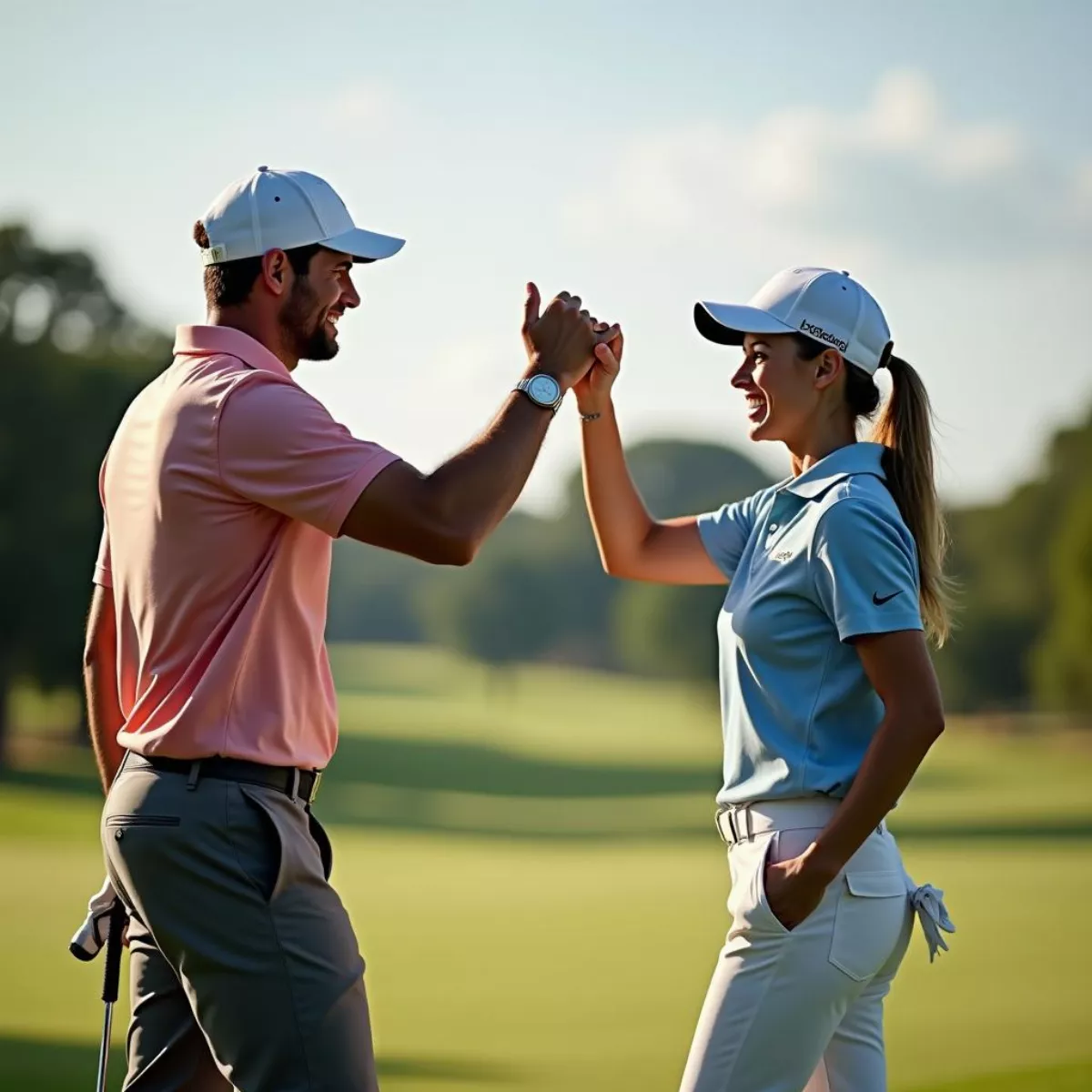 Golfers Celebrating A Successful Shot