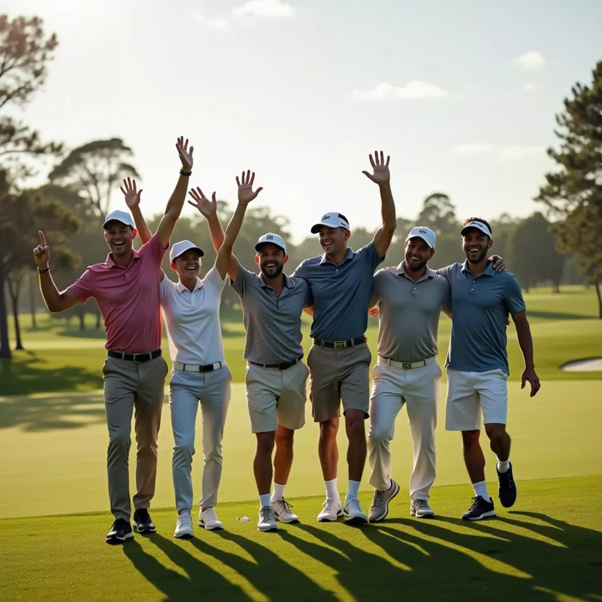 Golfers Celebrating On The Course