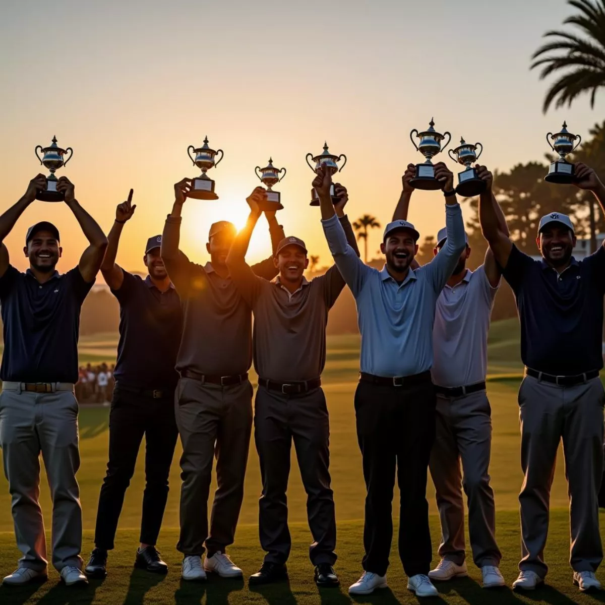 Group Of Golfers Celebrating Tournament Victory