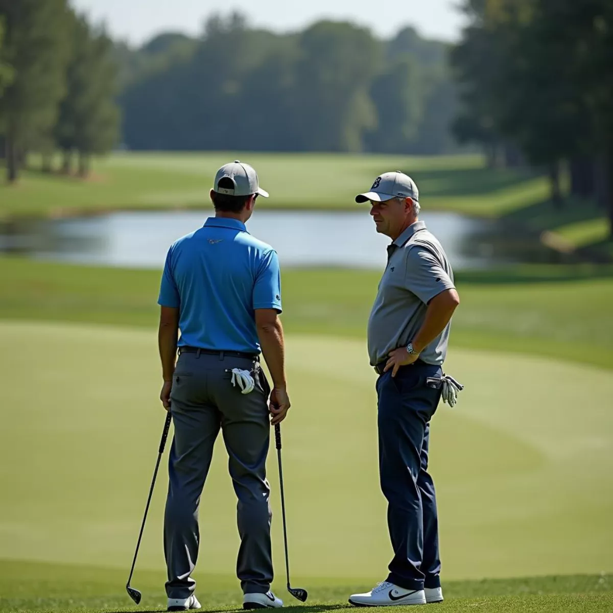 Golfers Discussing Strategy On The 4Th Hole