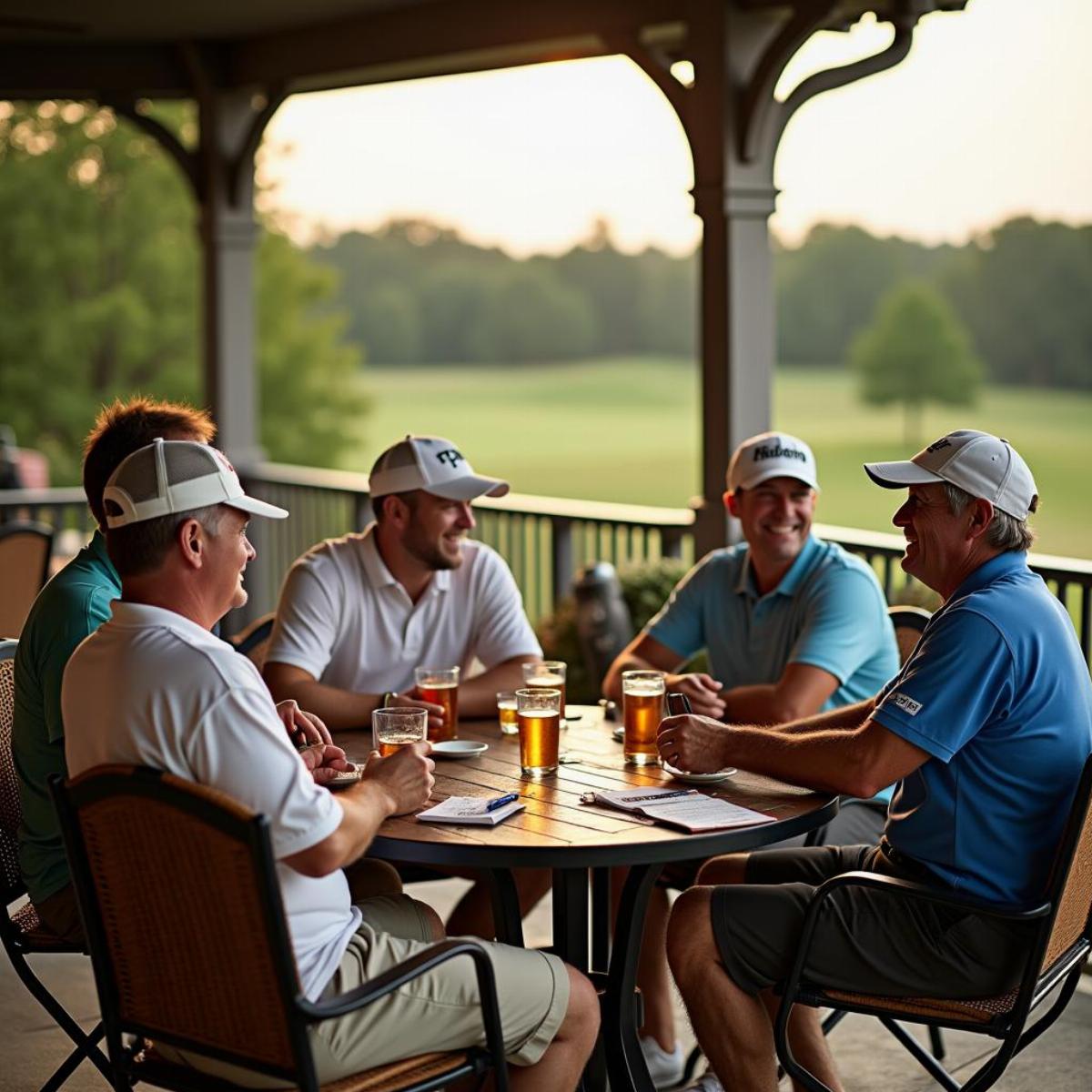 Golfers Socializing At Clubhouse