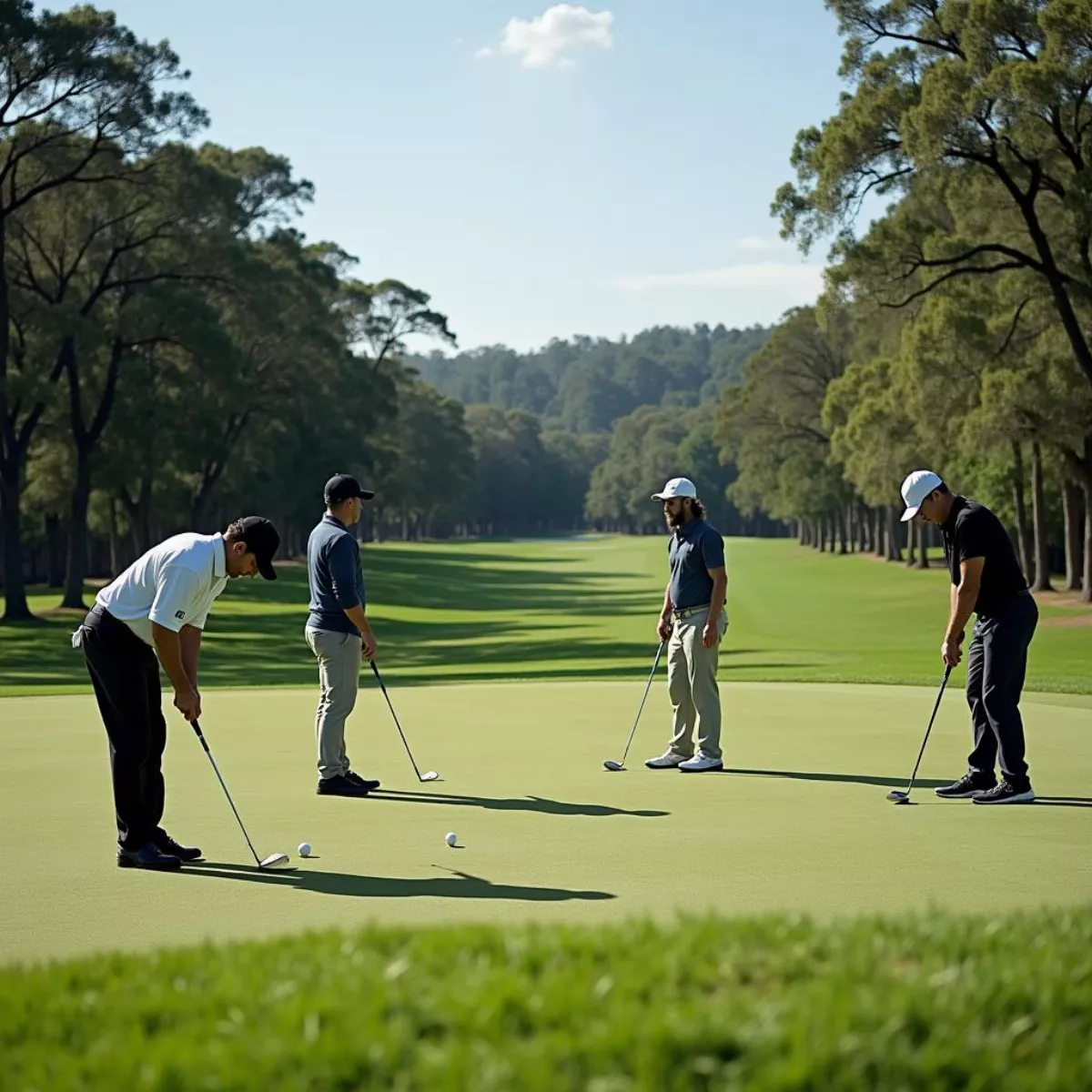 Golfers Putting On The Green