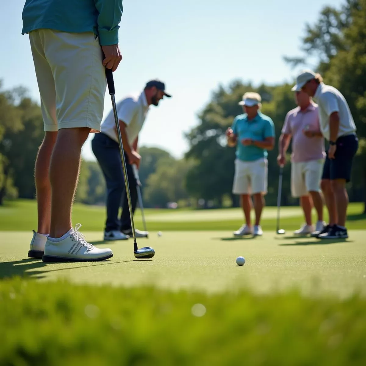 Golfers Putting On The Green