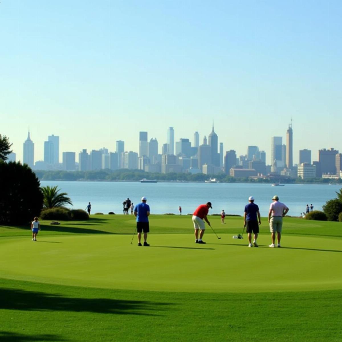 Golfers Enjoying A Round At Trump Ferry Point