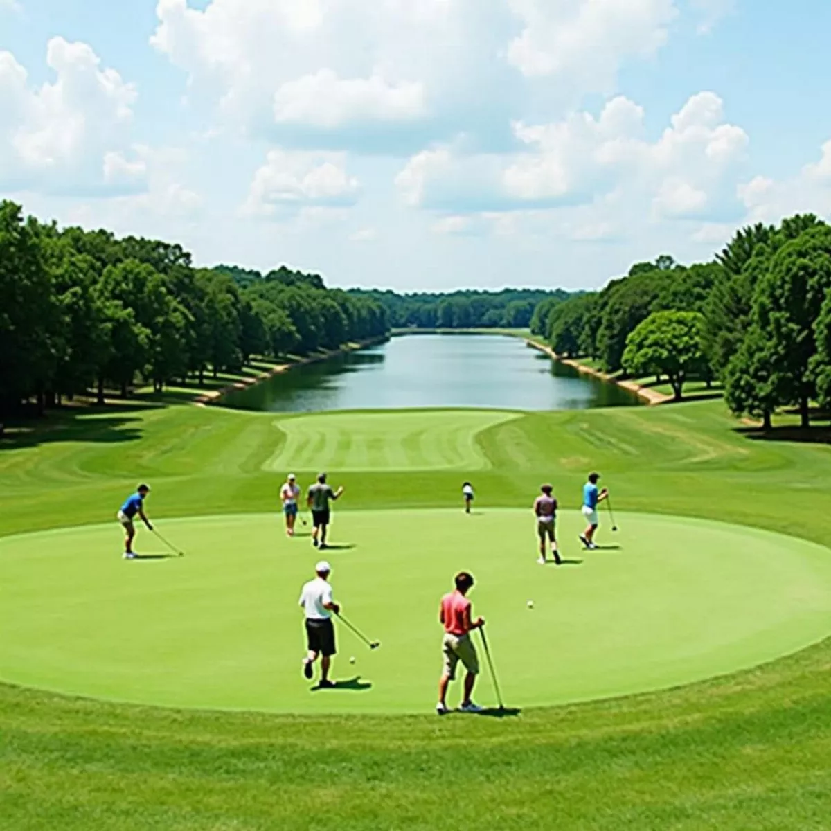 Golfers Putting On The Green At White River Golf Club