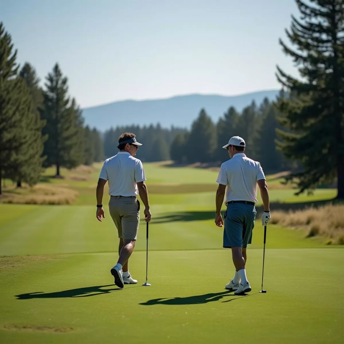 Two Golfers Walking On An Idaho Course