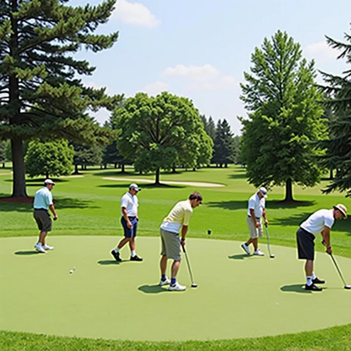 Golfers On Putting Green