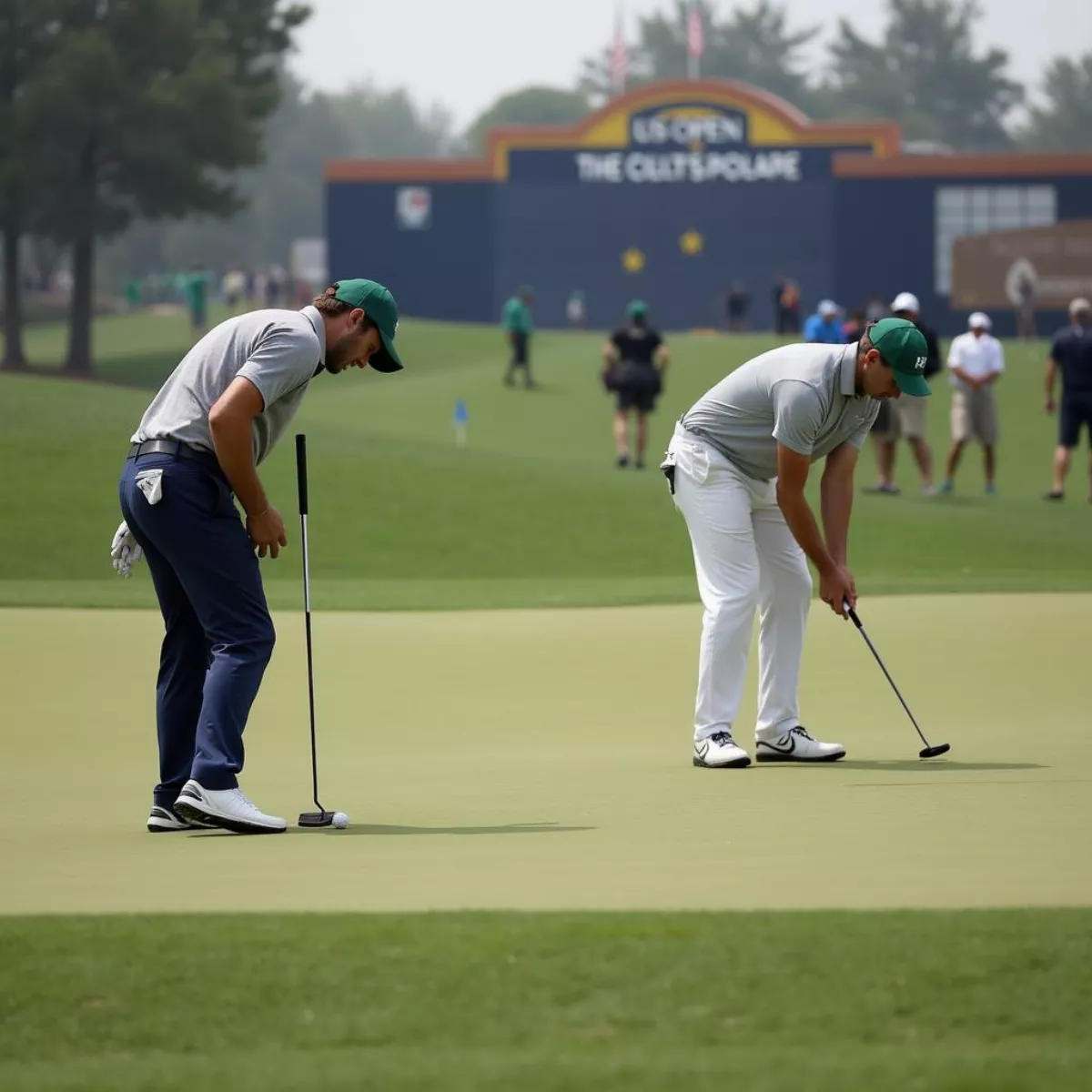 Golfers On Putting Green At Us Open Qualifier