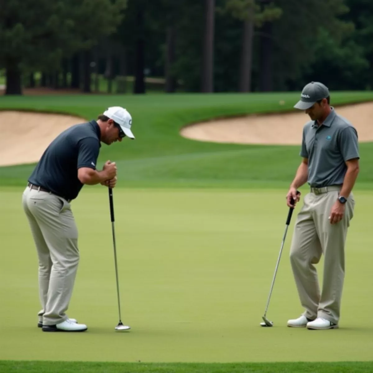 Golfers Putting On The Green