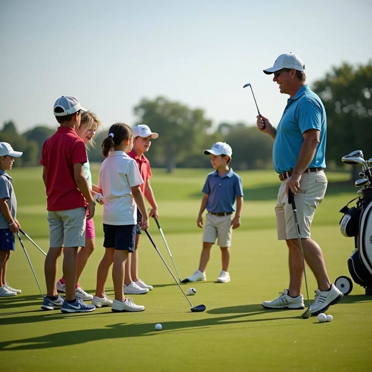 Golfers Participating In A Group Lesson At Par 2