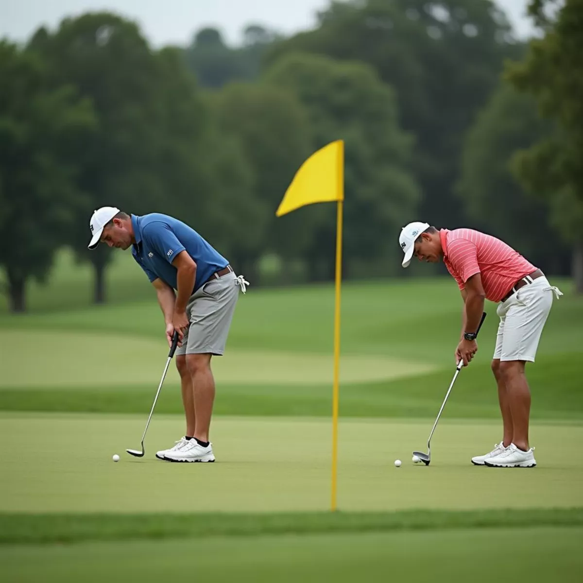 Golfers Putting On Green