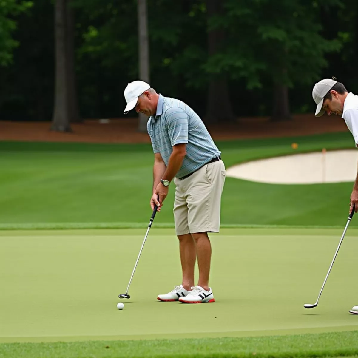 Golfers Putting On The Green