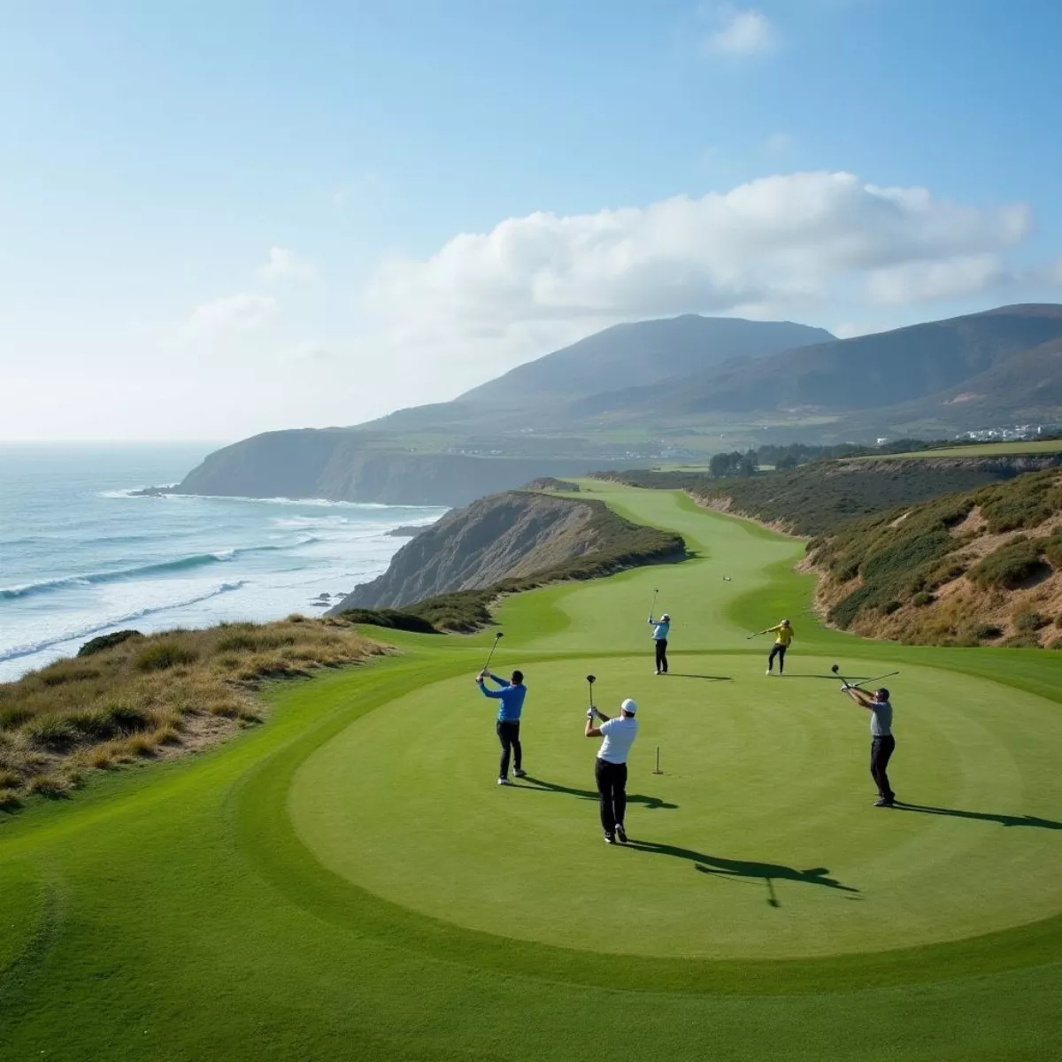 Golfers Enjoying A Sunny Day At Sea 'N Air Golf Course