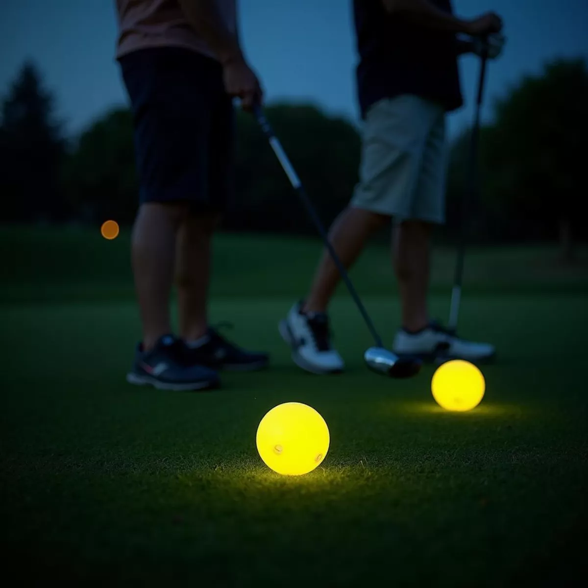 Golfers Using Glow-In-The-Dark Golf Balls