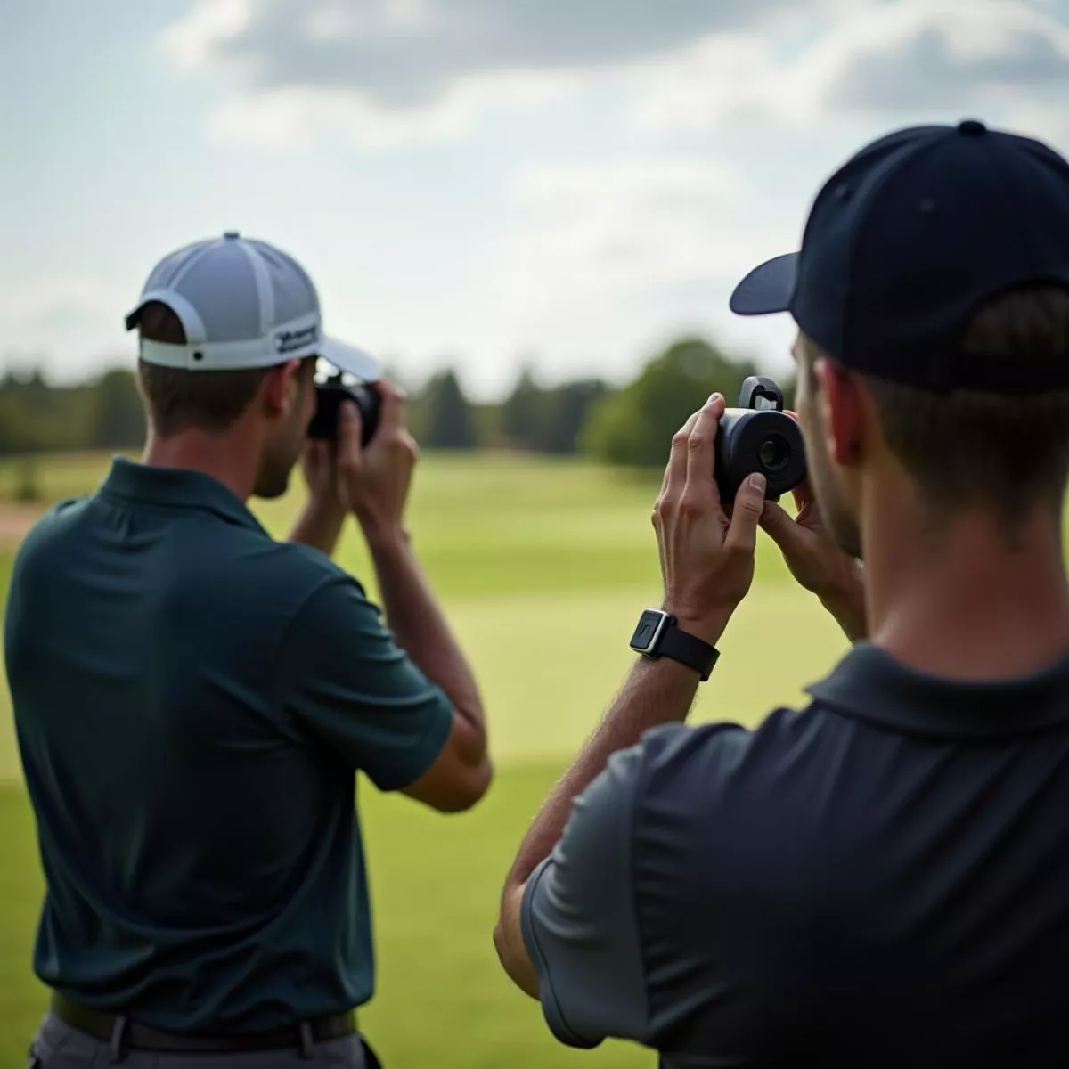 Golfers Using A Rangefinder