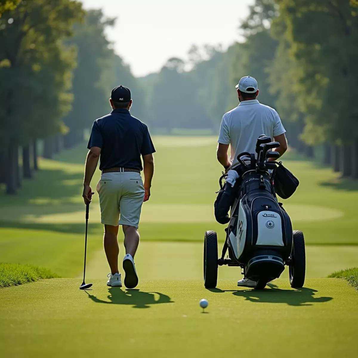 Golfers Walking On Cart Path