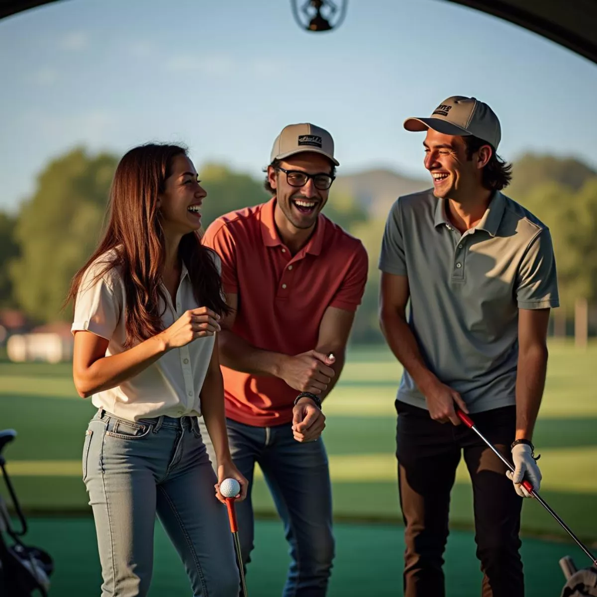 Group Of Friends Playing Topgolf