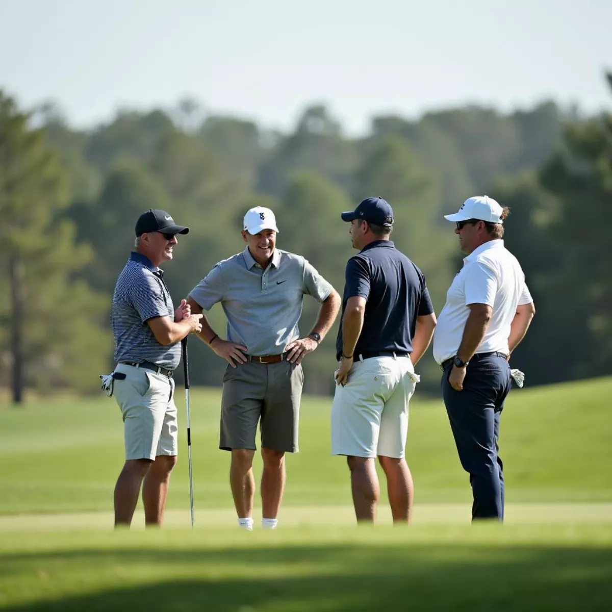 Group Of Golfers Discussing Rules On Course