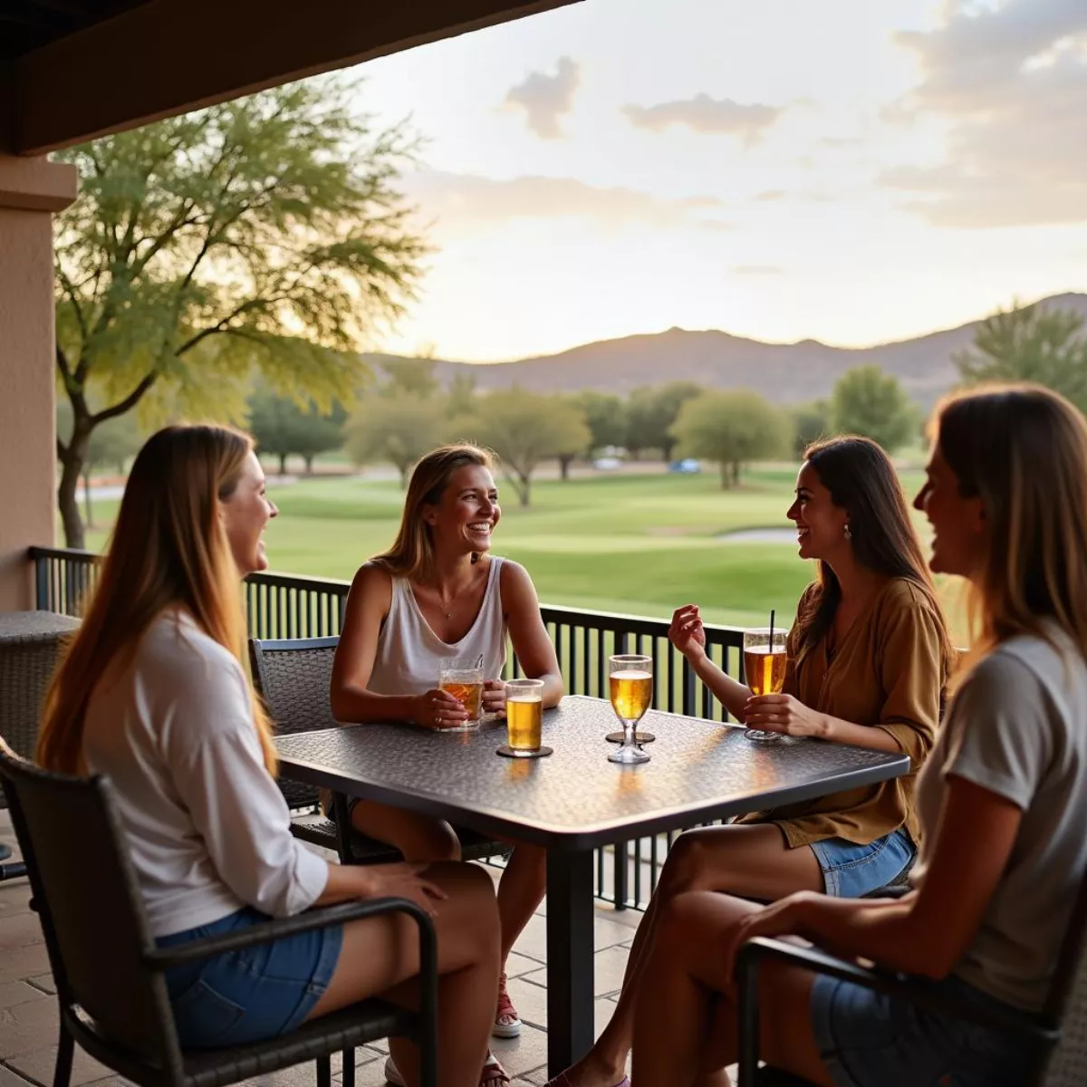 Group Of Golfers Enjoying Drinks At Trilogy At Power Ranch Patio