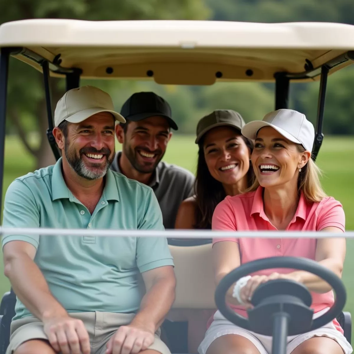 Group Of Friends Playing Golf