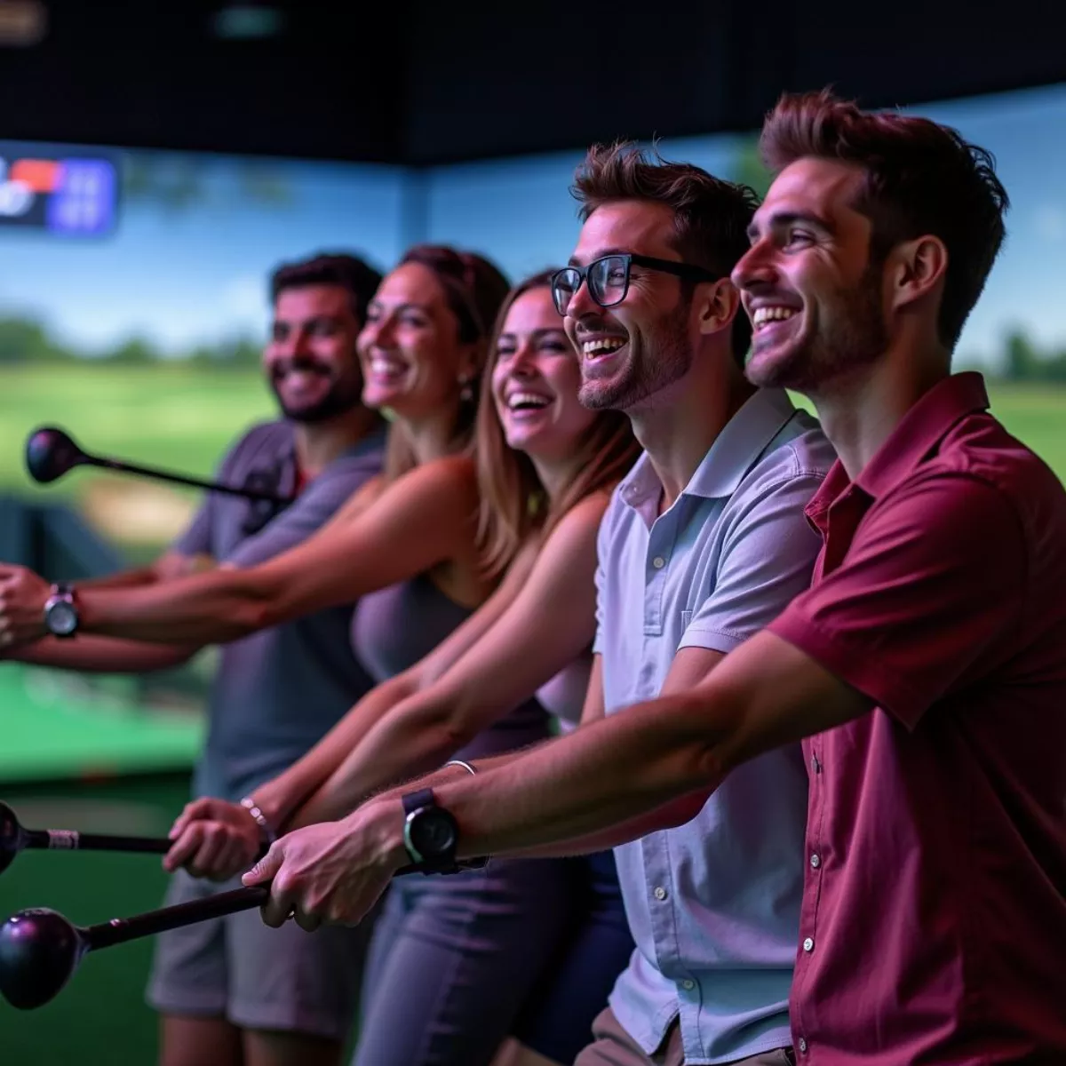 Friends Enjoying Topgolf