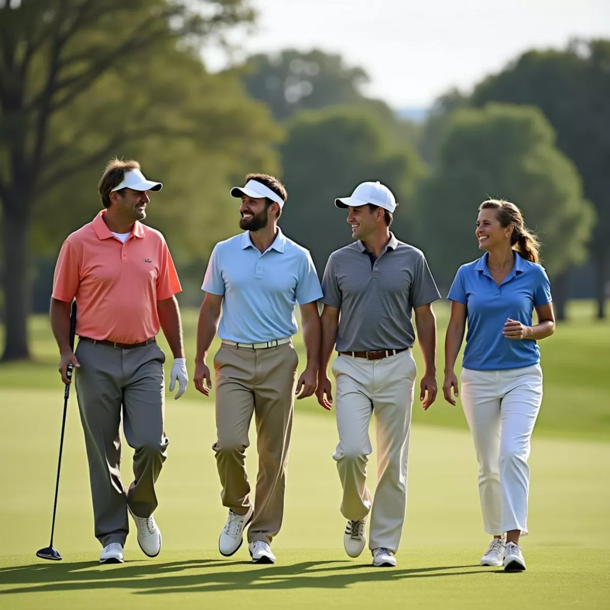 Friends Playing Golf Together On A Sunny Day