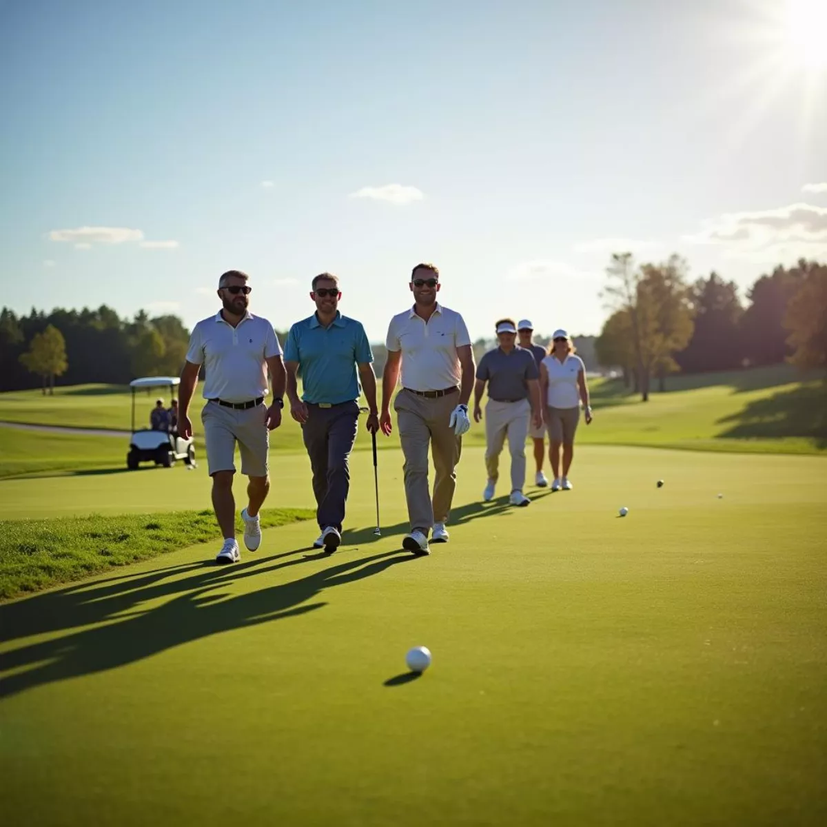 Group Of Golfers Enjoying A Round On A Sunny Day